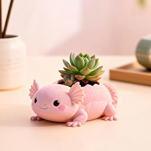 Axolotl Flower Pot Resin Moulds, Succulent Plant Pot Silicone Moulds for Epoxy Resin, Storage Container Candle Vessels Pen Jewellery Trinket Holder Concrete Cement Mould for DIY Crafts Home Decor
