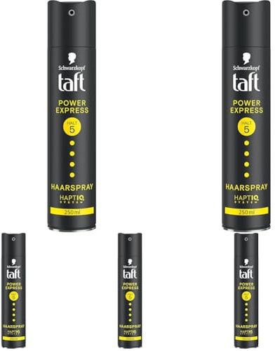 Schwarzkopf Taft Haarspray Power Express (250 ml), Haltegrad 5 Haarstyling, Haarspray für alle Haartypen, trocknet sofort, Vegane Formel* (Packung mit 5)