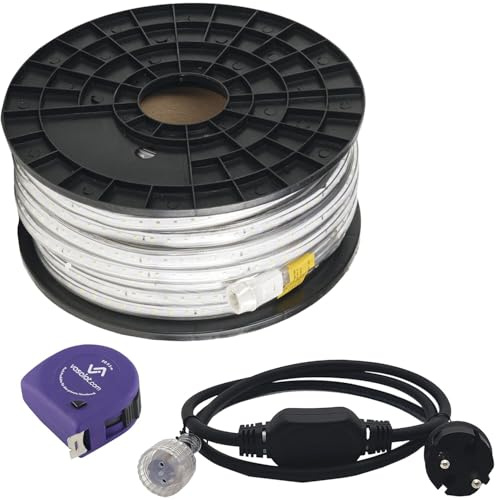 LED'S WORK LED Schlauch 50m Led Lichtschlauch - 370W 40000lm, 5000k Lichtband mit 230V Stromkabel