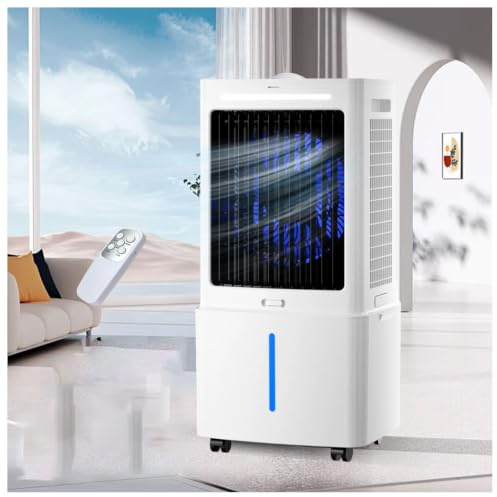 Ventilador De Aire Acondicionado Sin Ventana, Enfriador De Aire Evaporativo Portátil Con Función De Oscilación, Tanque De Agua Extraíble De 25 L, Control Remoto, Temporizador De 12 H, Ventilador