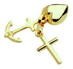 Glücks Charm Glaube & Liebe & Hoffnung Anhänger echt 14 Karat Gold 585 (Art.211002)