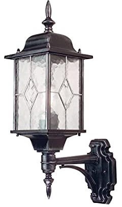 Wandleuchte Außenleuchte Laterne Metall Glas H 53,5 cm 1 Flammig schwarz