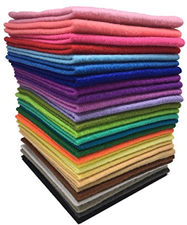 ROSENICE Bastelfilz Filz 28 Stück Bunt Vliesstoff Kinder DIY Filzstoff Filzplatten,30 * 30cm
