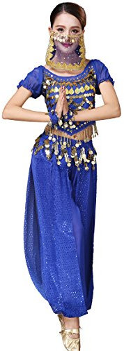 Astage Damen Bellydance Tribal Bauchtanzkostüm Halloween Festival Show Kostüme Königsblau