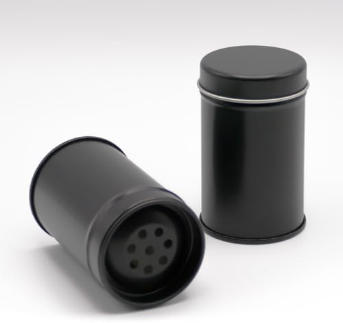 Dosenritter | 12 x runde Gewürzstreuer aus Metall für je 60g Gewürzpulver oder 30g getrocknete Kräuter| mit 6 Streueinsätzen | 8 x 4,8 cm (H,ø)