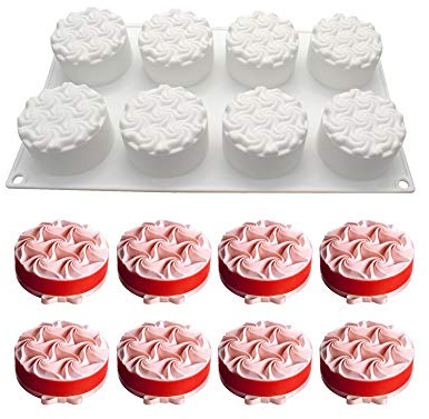 Mousse-Kuchenform Silikon backformen für Kuchen - 3D backform DIY Dessert Mould, 6 Löcher Creme Spiralblume