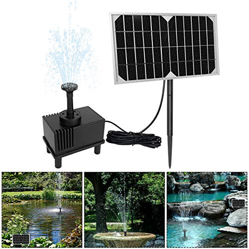 UISEBRT 5W Springbrunnen Solarpumpe Wasserspiel Fontäne Solar Pumpe Teichpumpe für Garten,Vogel-Bad,Teich,Fisch-Behälter (5W)