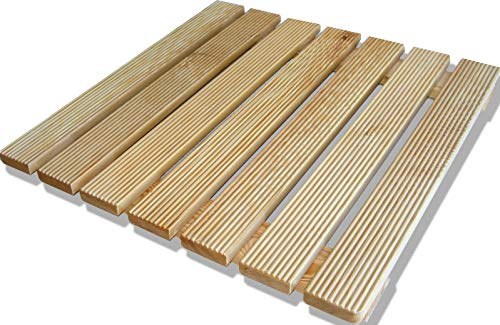Castelmerlino Caillebotis de Douche en mélèze avec Lattes vissées 58x58 cm pour receveurs de Douche 80x80