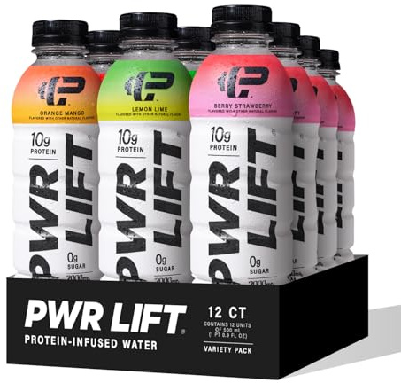 PWR LIFT Whey Protein Water, Variety Pack, 16.9 Oz (Pack of 12)