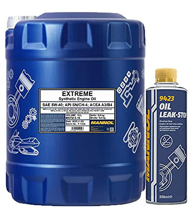 10l, MANNOL 7915 Extreme 5W-40 API SN/CH-4 + Oil Leak-Stop Öl Verlust Zusatz 250ml