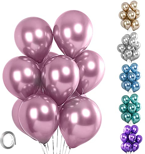 Unisun Palloncini metallizzati, 20 pezzi, spessore 30,5 cm, palloncini rosa metallizzati con elio, per compleanno, baby shower, matrimonio, anniversario, festival, carnevale, decorazioni | Palloncino in lattice spesso, lucido, per feste di compleanno, baby shower, matrimoni, anniversari, festival, carnevale