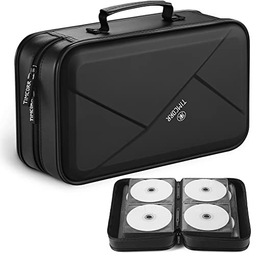 TIMCORR CD Tasche, CD Hülle DVD Halter Aufbewahrung: 144 DVD Hüllen Organizer tragbare Brieftaschen Aufbewahrung CD Kunststoff Schutzhülle für Zuhause, Reisen (schwarz)