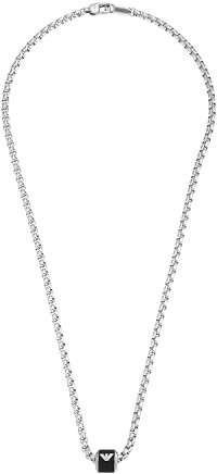 Emporio Armani Halskette Für Männer Essential, Länge: 525mm, Höhe: 10mm, Breite: 11mm Silberne Edelstahl Halskette, EGS2910040
