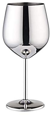 Abbto Set di bicchieri da vino da 500 ml, in acciaio inox spazzolato, calici da vino in acciaio inox, infrangibili, set da 2 pezzi