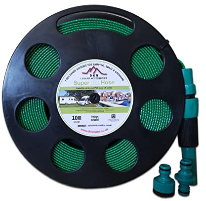 DKN LEISURE 10m Green Flat Hose on Black Reel (Non Toxic)