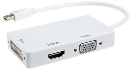 Thunderbolt Adapter, Mini Display Port Thunderbolt to DVI VGA HDMI 3 In 1 Adapter Video Converter Cable for 4K x 2K Resolution PC MacBook/iMac/Microsoft Surface Pro/Thinkpad (White)