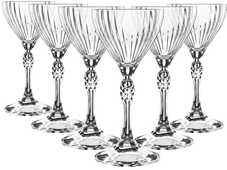 Bormioli Rocco America '20s Nick & Nora Glasses - Vintage Art Deco Coupe Glasses for Wine, Espresso Martini - 140ml - Clear - Pack of 6