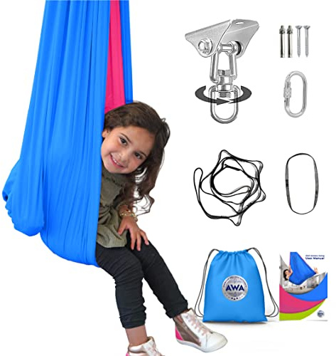 AWA Sensory Swing Indoor for Kids & Adults with Special Needs (Includes Hardware) Indoor Swing for Kids & Adults with Autism, ADHD, and Sensory Processing Challenges (Blue/Pink)