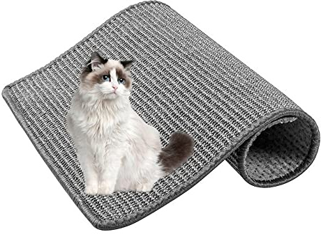 Lukery Kratzmatte Katzen, Natürlicher Sisal Kratzteppich Kratzbretter Katze für rutschfest und verschleißfest Schützen Teppiche und Sofas (40x60cm,Grau)