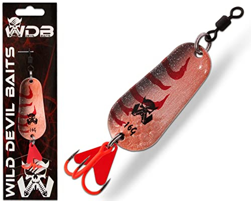 Wild Devil Baits Blinker Raubfisch Köder Spoon Löffelblinker Kunstköder (30g, Red Devil)