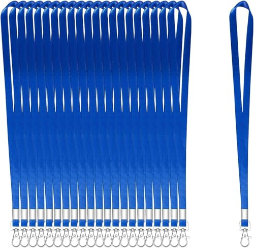 100 Stück Schlüsselbänder für Ausweise, Blau, Schlüsselband mit Clip, Umhängeband mit Abzeichen-Clip, Bulk Lanyards für Hals, Namensschild-Halter