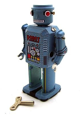 Charmgle Big Eyed Robot Tin Toy Wind-up Walking Robots Retro Tinplate Toy Adult Collection Party Favor Home Decoration