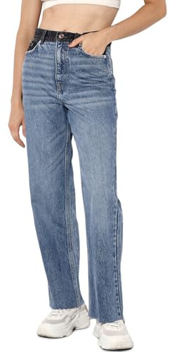 ONLY Damen ONLCAMILLE HW Wide REWORKED DNM AKM Jeans, Medium Blue Denim, 28W x 32L