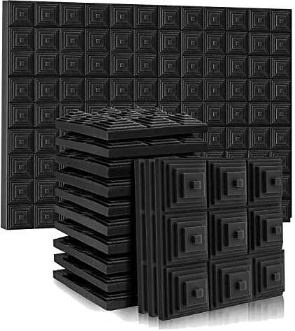 Lisher Lot de 12 Panneaux de Mousse Acoustique Insonoris¨¦S, 2 Panneaux Muraux Insonoris¨¦S de 12 X 12 Pouces, Mousse Insonorisante pour Salle de Jeux, Chambre ¨¤ Coucher