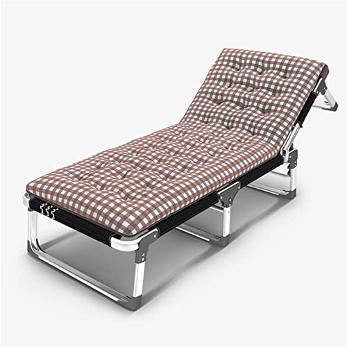 GEIRONV Klappbare Sonnenliege aus Metall, 5-Fach verstellbare Rückenlehne, Gartenliegen mit gepolsterten Liegen Liegen (Color : Coffe, Size : 190x 68 x 28 cm)