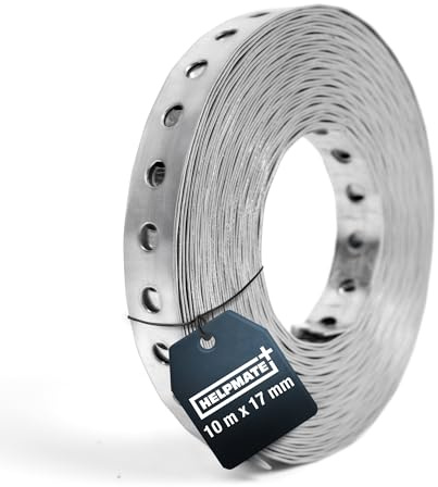 HELPMATE – Lochband 10 m – Stahl sendzimirverzinkt – 17 mm, 0,8 mm Stärke | Geeignet zur Befestigung, Fixierung und Montage im Werkstatt‑ und DIY‑Umfeld