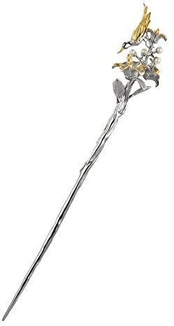 Haarschmuck, Vintage-Haarstäbchen, Perlen-Haarnadel, S925-Silber, chinesische Haarstäbchen, verzierte Lovebirds, Pflaumen-Twist-Haarstäbchen for Dutts, Haarknoten, vergoldeter Schmuck for Männer, Frau