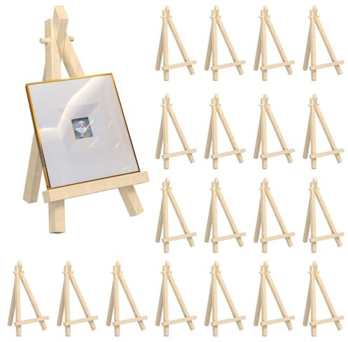 Rseuphiee 20 Piezas Caballete de Madera, Soporte Plegable, 9 x 15 cm, para Decorar Boda, Mesa y Mostrar Fotos