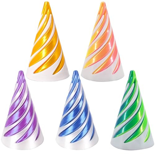 5Pcs Spiral Cone Fidget Toy,Impossible Cone Impossible Pyramid Passthrough Toy,3D Printed Spiral Cone Fidget Toy,Mini Vortex Thread Illusion Desktop Deco Souvenir Gift for Anxiety Relaxing
