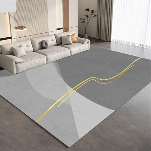 RUGMRZ Teppich nach maß Kinder Teppiche 150x200CM rutschfest für esszimmer Grau Modernes minimalistisches Design Rutschfester strapazierfähiger