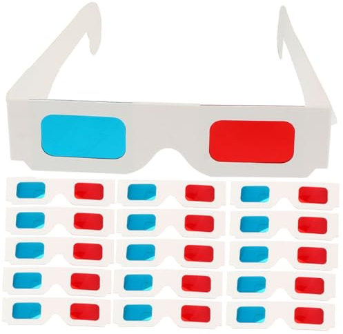 HOMSFOU Gafas 3d Anaglíficas De Cartón Rojo Azul Desechables Para Películas Casa, Hipoalergénicas, 60 Unidades, Tamaño Compacto y Ligero
