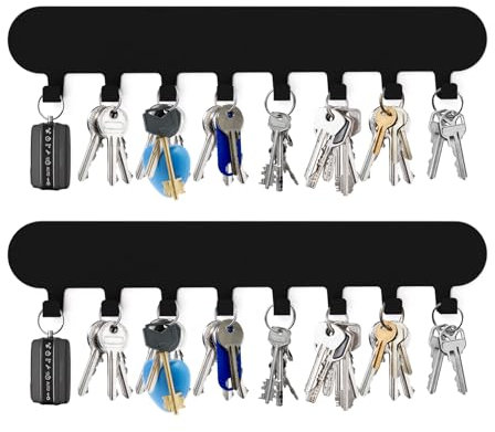 GENHH 2 Stück Schlüsselbrett Ohne Bohren mit 8 Haken, Schlüsselleiste Selbstklebend Schwarz, Schlüsselhalter Wand, Key Holder Wall für Flure, Eingangstüren, Garagen, Badezimmer, Küchen (Schwarz)