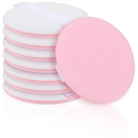 8 Stück Make-up Schwamm Puderquaste, Puderquaste Runde, Hautfarbe Makeup Powder Puff, Foundation Kissen, Nasses Trockenes Makeup Werkzeug, Waschbare Puderquasten mit großem Gesicht für losen Puder