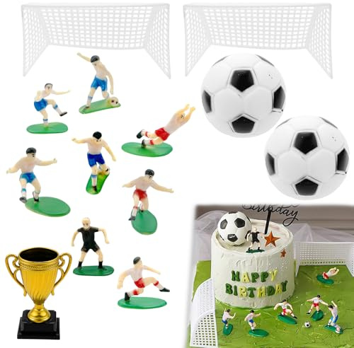 12PCS Football Cake Topper,Personalise Soccer Birthday Cake Toppers,Soccer Themed Sports Decoration for Boy Birthday Party Gift Supplies