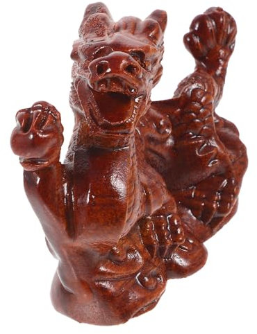 TOPPERFUN Holz Drachenfigur Drachenskulptur Handwerkliches Ornament Tierstatuendekor Schreibtischdekor Innenbereich Drachenform Holz Statue