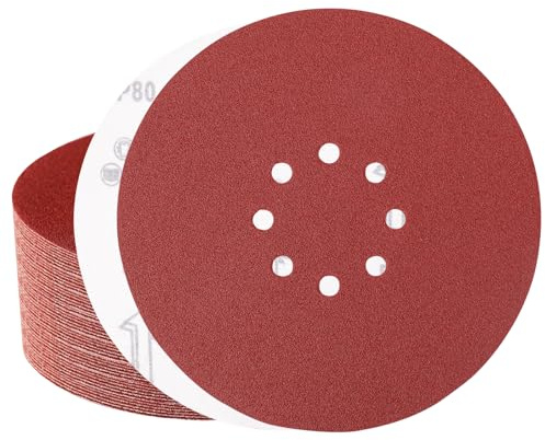 Sztaoip Disques Abrasif 225 mm 8 Trous 40 Pièces Grain 80 | Disque a Poncer 225mm pour Ponceuse Girafe et Ponceuse Murale et Ponceuse Plâtre Téléscopique