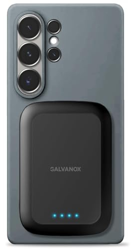 GALVANOX Power Bank magnetico per telefoni Samsung (15 W) batteria di ricarica wireless per Android, Galaxy S24 S25 S26 Plus, Ultra (compatibile con custodia MagSafe), caricabatterie portatile