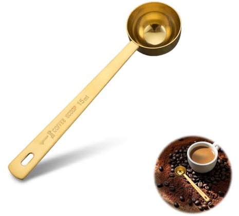 Coffee Scoop, Stainless Steel Coffee Scoop, 5.5Inch Coffee Spoon Measuring, Multifunctional Coffee Spoon Measure, 15ml Measuring Tablespoon, for Measuring Ground Coffee and Coffee Beans