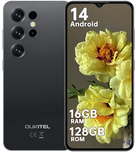 OUKITEL C2 Mobile Phones – 2025 Android 14 Smart Phone, 6.52 HD+ Display, 5000mAh Battery, 16GB+128GB Storage Expandable 1TB TF, Dual SIM Free 4G Unlocked, GPS/OTG/Black
