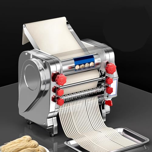 TT-YEC Machine À Nouilles Fraîches Électrique, Machine À Pétrir La Pâte Automatique en Acier Inoxydable Domestique, Largeur 16-24 Cm, Épaisseur 0,1-20 Mm Réglable, 550 W/750 W,Rolling pin w24cm