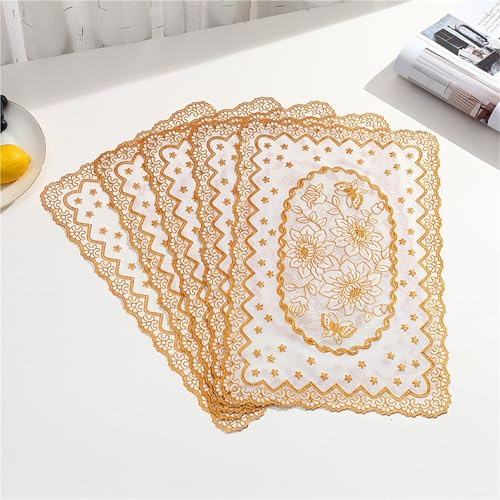 FAWFCJD 12 Tovagliette Rettangolari con Fiori Pressati Traforati, Tovagliette Rotonde, Tovagliette da Pranzo Lavabili, Tovagliette Impermeabili, Set di Tovagliette for Decorazioni, 30 * 45 Cm