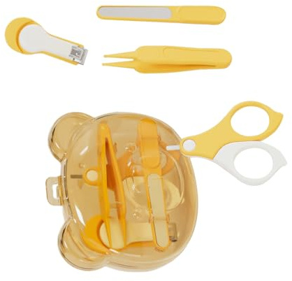 1 ensemble de ciseaux ergonomiques pour soins des ongles de bébé avec lime emballés dans un étui de rangement de dessin animé kit de toilettage pour bébé