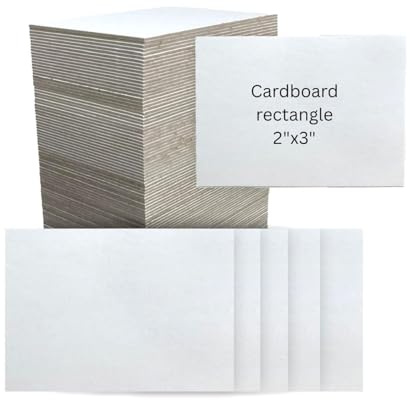 Premium White Cardboard Rectangles, 2x3 Inch, 1.5mm Thick White on one side, 100 Pack Chipboard Sheets ideal for drawing, painting, mounting, and various applications