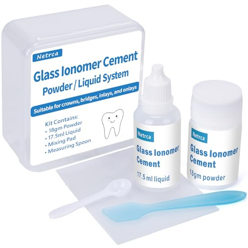 Glass Ionomer Multi-Purpose Cement Kit – Powder & Liquid Dental Repair for Loose Crowns and Bridges