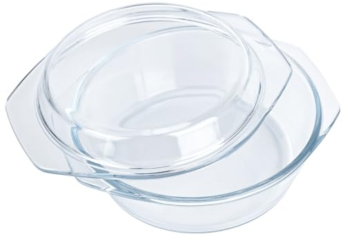 XCWTBL Cacerola pequeña con tapa de 0,65 L, plato y asas individuales de vidrio, cacerola redonda a prueba de horno, apta para microondas