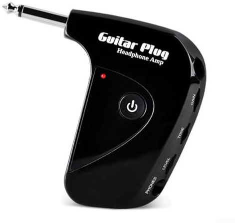 GLFLOW Amplificatore per cuffie per chitarra, amplificatore per cuffie, pedale per effetti per cuffie plug-in per chitarra compatta, unità di distorsione portatile per chitarra elettrica, simulatore